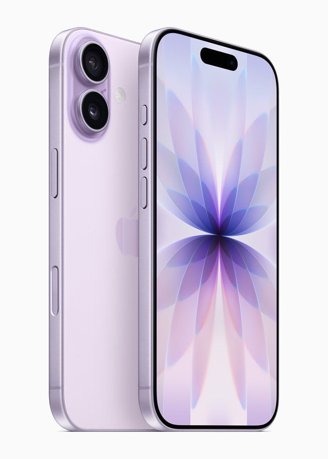 淡紫色 iPhone 17 正面與背面產品圖